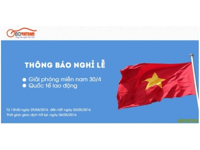 OBD Việt Nam thông báo nghỉ lễ Giải phóng miền Nam và Quốc tế lao động 2016