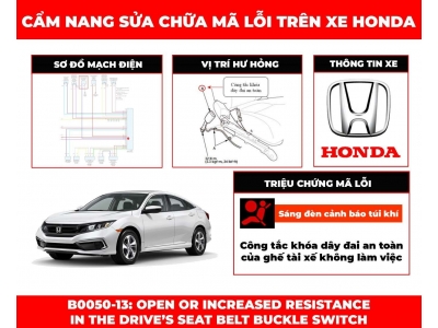 Mã Lỗi B0050-13: Open Or Increased Resistance In The Drive’s Seat Belt Buckle Switch