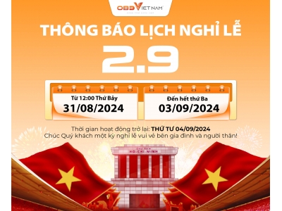 OBD Việt Nam Thông Báo Lịch Nghỉ Lễ Quốc Khánh 2/9/2024
