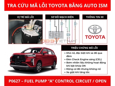 Mã Lỗi P0627 – Mạch Bơm Nhiên Liệu Trên Toyota Veloz, Tra Cứu Bằng Auto ISM