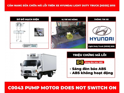 Cẩm Nang Sửa Chữa Mã Lỗi C0043 Pump Motor Does Not Switch On