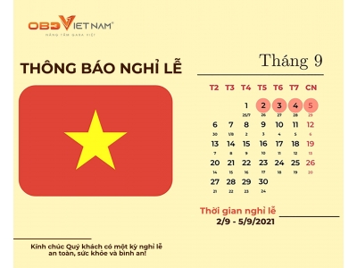 OBD Việt Nam Thông Báo Nghỉ Lễ Quốc Khánh 02/09 Năm 2021