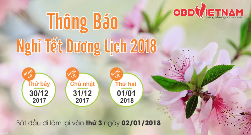 OBD Việt Nam Thông Báo Nghỉ Lễ Tết Dương Lịch
