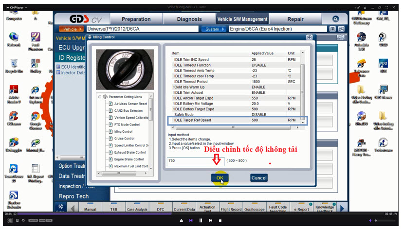 Điều chỉnh tốc độ không tải xe Hyundai