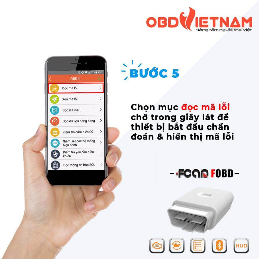 Hình 7: Chọn mục đọc mã lỗi chờ trong giây lát dể thiết bị bắt đầu chẩn đoán và hiển thị mã lỗi