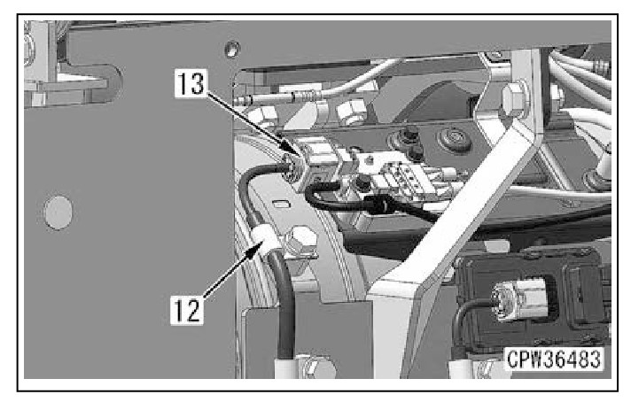 Hình 12: Tháo kẹp (12) và ngắt kết nối SCRT (13)