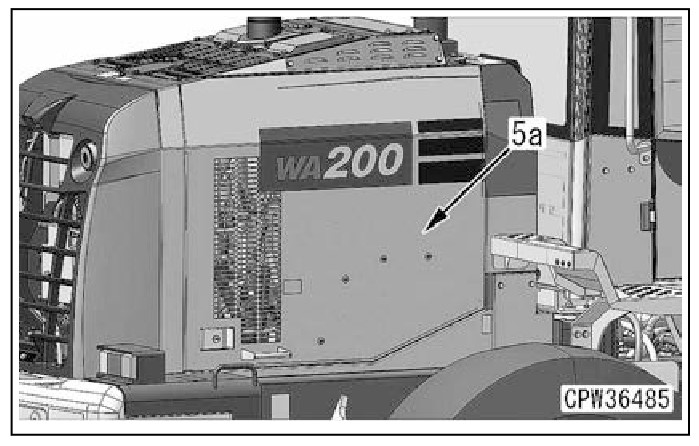 Hình 4: Mở nắp chụp (5a) ở bên phải của máy