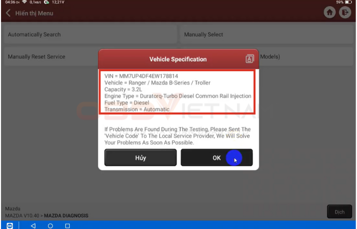 Hướng Dẫn Cài Mã Kim Phun Mazda Bt-50 2013 (Động Cơ P5at) Bằng Thinktool Master 2