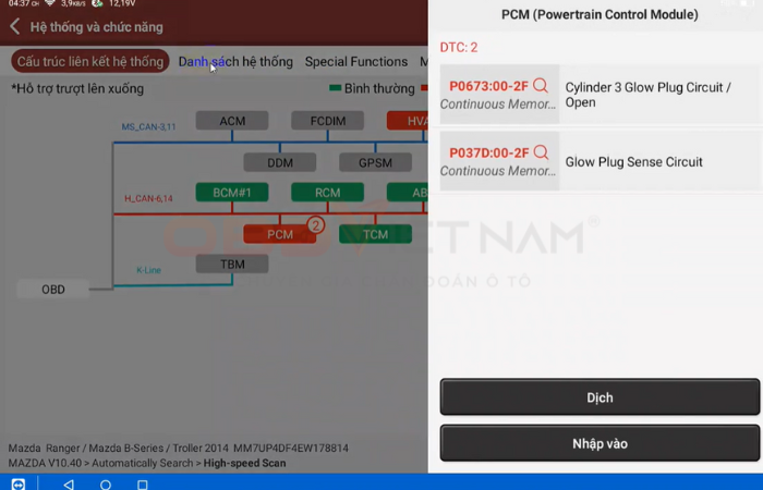 Hướng Dẫn Cài Mã Kim Phun Mazda Bt-50 2013 (Động Cơ P5at) Bằng Thinktool Master 2