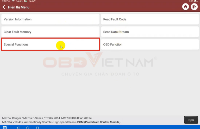Hướng Dẫn Cài Mã Kim Phun Mazda Bt-50 2013 (Động Cơ P5at) Bằng Thinktool Master 2
