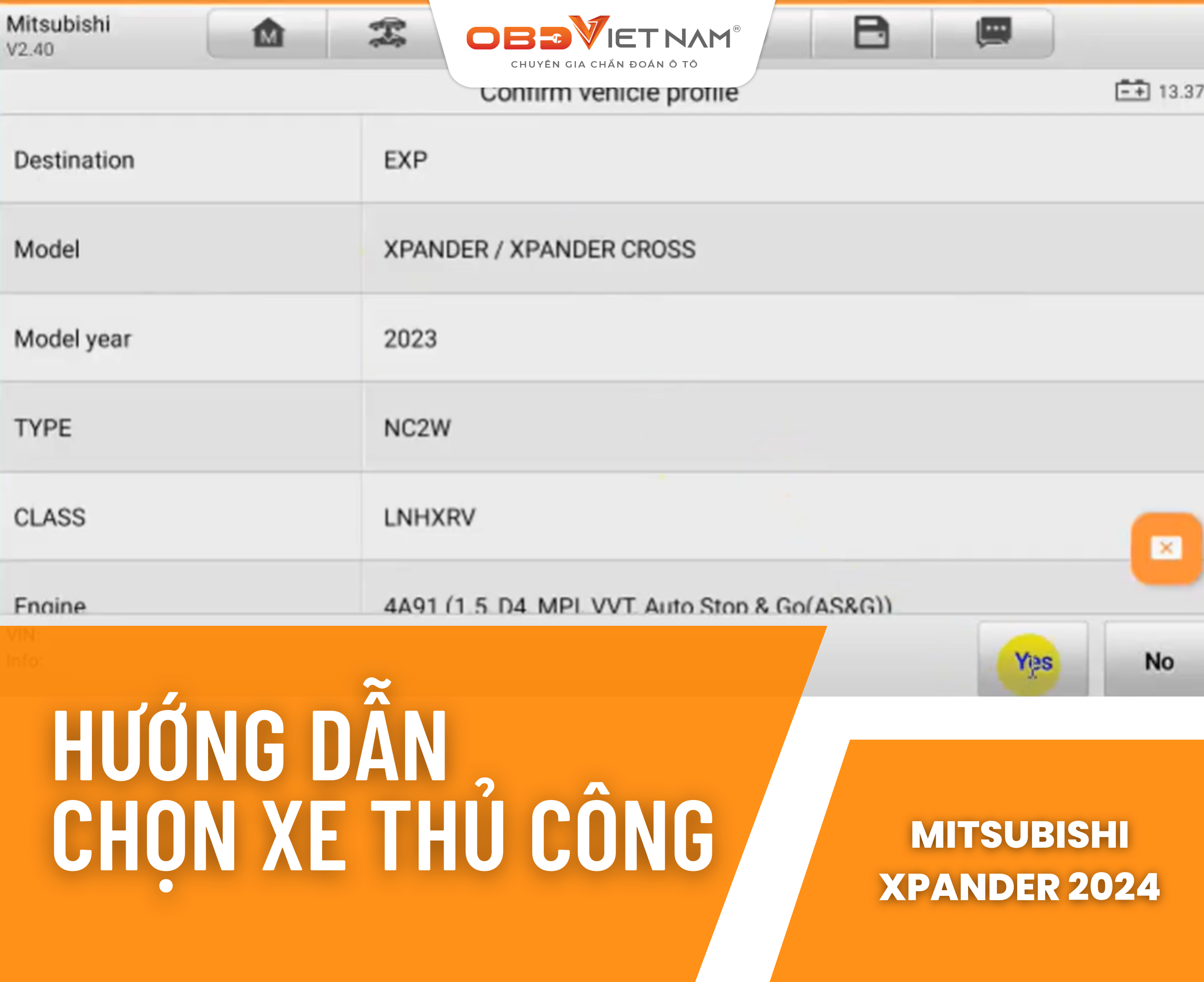 Hướng Dẫn Chẩn Đoán Xe Mitsubishi Xpander 2024 Bằng Autel Mx900 (Chọn Thủ Công)